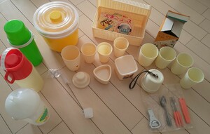 ピクニックセット スタッキングカップ 水筒 昭和レトロ 長期家庭保管品