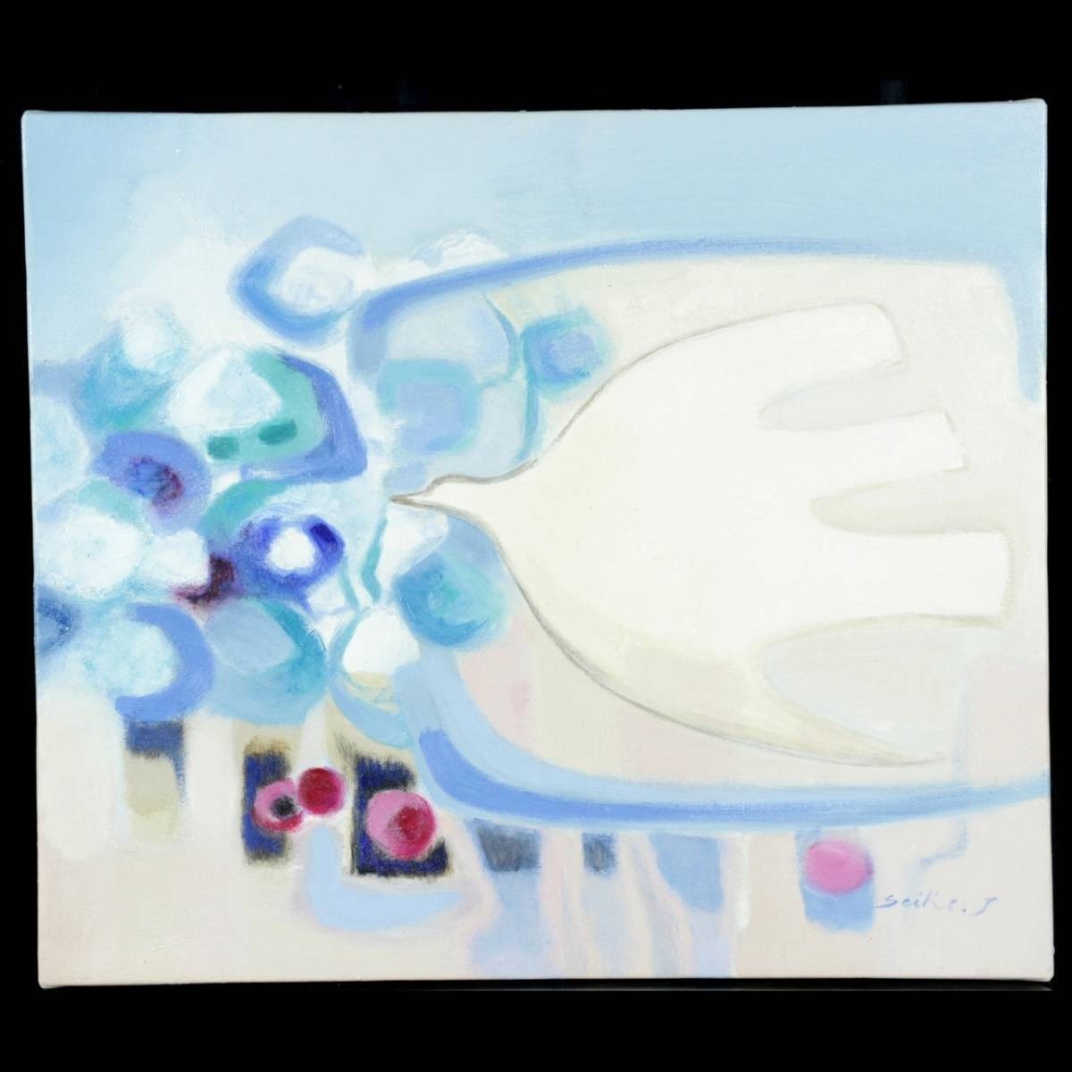 ｡◆ ◆ Travail authentique garanti Shigeko Tsuchiya Blue Terrace Peinture à l'huile peinte à la main n° 10 T[Y89.2]Q2/23, 7 tours/SI/(140), Peinture, Peinture à l'huile, Nature, Peinture de paysage