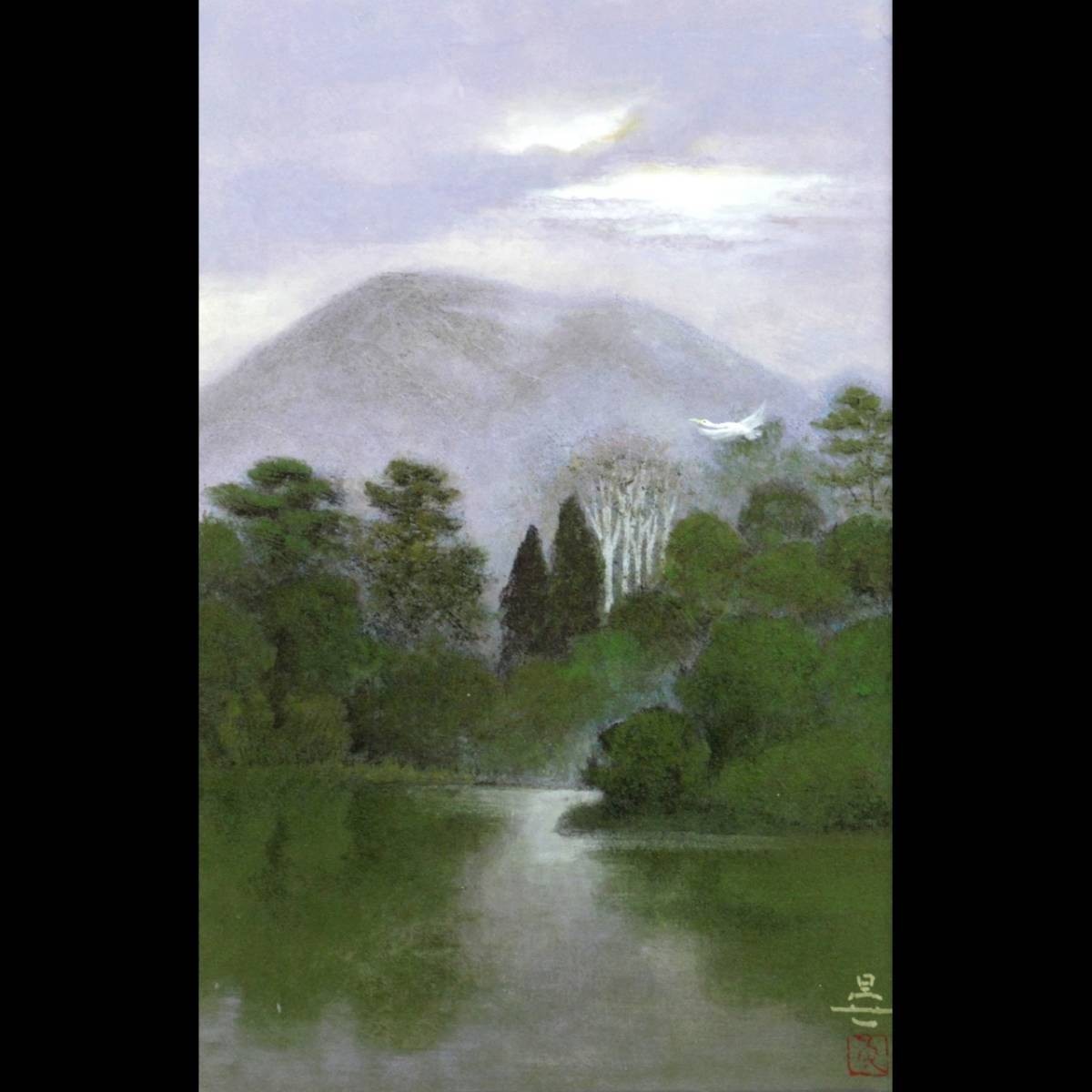 ｡◆ ◆ Œuvre authentique garantie de Yasuhiro Numata Peinture de paysage Peinture japonaise peinte à la main n° 6 T[E60]Q/23.10/SI/(140), Peinture, Peinture japonaise, Paysage, Vent et lune