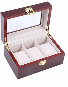  wristwatch storage case 3ps.@ for red color high class wooden transparent window attaching collection case exhibition box storage bok Swatch exhibition arm clock case 