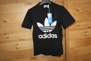 未使用　adidas　アディダスオリジナルス　レディースXS　黒白　ビッグロゴトレフォイル半袖Tシャツ　CV9888