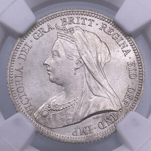 【1円スタート】 1893 MS65 ヴィクトリア女王 イギリス ヴェールヘッド オールドヘッド １シリング NGC 銀貨 シルバー アンティーク コイン