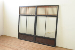 R-070931 antique fittings Toyama production lacquer coating peace modern . space making . recommendation. fine quality wide width glass door 2 pieces set ( sliding door, glass door )(R-070931)