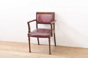 R-066801 England antique mahogany material arm chair (1 seater . sofa, one seater . sofa,1P, arm chair, chair, chair )