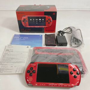 動作OK・美品◆SONY /ソニー PlayStation Portable PSP-3000XRB レッド 本体 ケース・充電器付属あり 箱付き◆K5-I