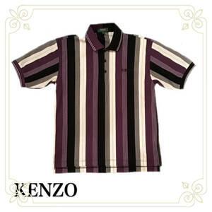 大人気★即決★KENZO GOLF★メンズ★ポロシャツ★ストライプ★アシメトリー★カジュアル★ 大人 レトロ トップス ゴルフウェア モダン