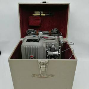 t2449 ELMO エルモ PROJECTOR E-80 映写機 8ミリ ハードケース 付き 通電確認済み 昭和レトロ 中古品 現状品 カメラ 光学機器