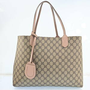 美品　GUCCI グッチ GG柄 PVC リバーシブル ハンドバッグ トートバッグ ショルダー 肩掛けかばん レディース K1403AG506