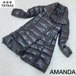 極美品　TATRAS タトラス　ダウンジャケット　ロング　AMANDA アマンダ　ロゴ　サイズ；01 Sサイズ相当　黒　軽量