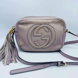 GUCCI グッチ ソーホー カメラバッグ ディスコバッグ インターロッキング タッセル ショルダーバッグ シボ革 フリンジ　レザー　1円