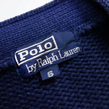 90s ポロ ラルフローレン POLO RALPH LAUREN 金ボタン コットンニット カーディガン ネイビー メンズ S アメリカ古着_画像6