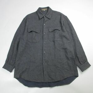 80s 90s Y’s for men ワイズフォーメン ヨウジヤマモト 日本製 ウールロングシャツ M グレー メンズ ヴィンテージ アーカイブ