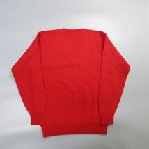 美品 90s RALPH LAUREN ラルフローレン ポニー刺繍 Vネック ウールニット セーター 赤 レディース M_画像3