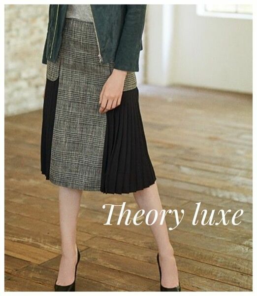 Theory luxe グレンチェックプリーツドッキングスカート 38