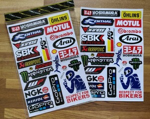 バイク反射+防水ステッカー#Motorcycle Sticker□バイク&モトクロス/#ヨシムラ#Arai#GoPro■A8034×2枚セット：Special Price！1199円