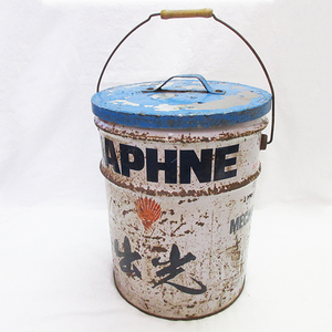 ■出光 鉄 ペール缶 20L 空 DAPHNE ゴミ箱 物入れ ジャンク品 ヴィンテージ レトロ