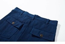 レトロ 藍染 刺し子 パンツ Fatigue Pants OG107 リメイク カーゴパンツ 軍事風 天然インディゴ 15oz 綿100% 厚手 濃紺 男前 XL_画像4