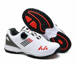 1円スタート ゴルフシューズ メンズ スパイクレス スニーカー 兼用 ゴルフ シューズ 靴 紐タイプ スニーカータイプ 赤 サイズ選択可