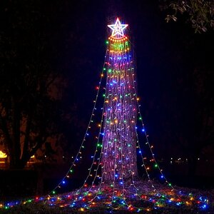クリスマス用 LEDイルミ 星型 LEDライト 350球 飾り付け 8モード カーテンライト 屋内屋外兼用 つらら パーティー 新年祝日