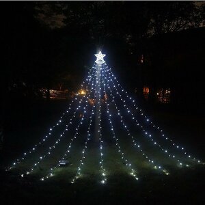 クリスマス用 LEDイルミ 星型 ナイアガラ LEDイルミネーション 飾り付け 8種点灯モード カーテンライト つらら 昼白色