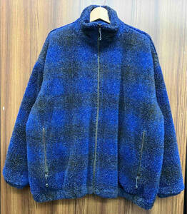 COOTIE PRODUCTION / クーティープロダクション Ombre Boa Check Track Jacket フリース ブルー サイズM