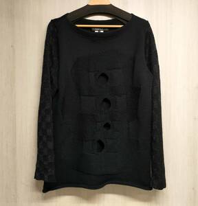 COMME des GARCONS HOMME PLUS コムデギャルソン オムプリュス 袖切替 穴あき ニット セーター ブラック ウール AD2014 PN-N002 店舗受取可