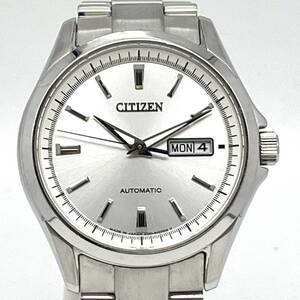 【可動品】CITIZEN 4150-S088674 自動巻 デイト 裏スケルトン 文字盤シルバー 腕時計※ベルト15cm