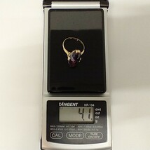 【クリーニング済】K18 総重量約4.1g 約12号 紫石リング ゴールド 指輪_画像8