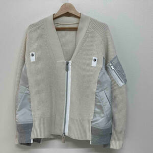 sacai WOOL KNIT NYLON TWILL CARDIGAN WHITE サカイ ウール ニット ナイロン ツイル カーディガン ホワイト SCW-064 サイズ2