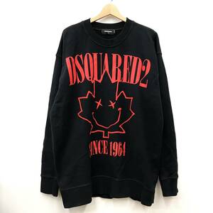 DSQUARED2 ディースクエアード MAPLE LEAF SWEATSHIRT メープル リーフ スウェット 裏起毛 ブラック インポート S71GU0331 サイズS