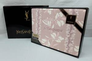 [未使用・箱付] yvesSAIntlaurent イヴ・サンローラン YSL 綿毛布 綿100％ 140×200cm シングル用 ピンク系 寝具 毛布