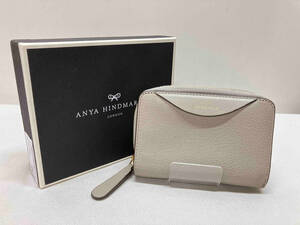 ANYA HINDMARCH アニヤハインドマーチ compact wallet in bright slate auger 二つ折り財布 ラウンドファスナー グレージュ系 箱あり