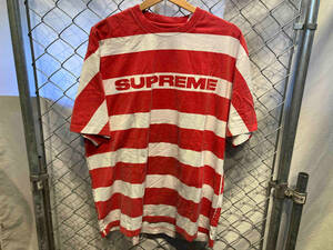 Supreme 21ss Printed stripe s/s top red シュプリーム プリントストライプ半袖Tシャツ レッド サイズL