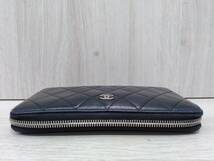 シャネル　CHANEL／マトラッセ 1541****／ラウンドファスナー　財布　黒_画像4