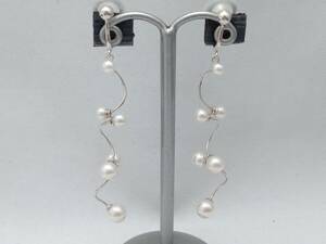 K14WG approximately 4.8g pearl manner Stone attaching earrings store receipt possible 