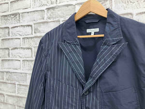 ENGINEERED GARMENTS エンジニアド ガーメンツ ストライプパターン ピークドラペルジャケット コットン・ナイロン USA製 S ネイビー系