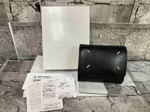 箱付き Maison Margiela メゾンマルジェラ ZIP COMPACT TRI FOLD WALLET 三つ折り財布 小銭入れあり レザー ブラック