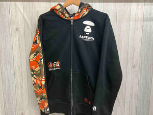 A BATHING APE アベイシングエイプ フルジップ ジップパーカー ブラック プリント カモフラ AAPSWM3609XXD Lサイズ