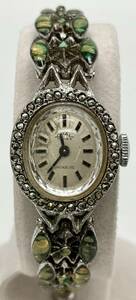  Junk OPAL opal hand winding machine analogue 2 hands rhinestone wristwatch 