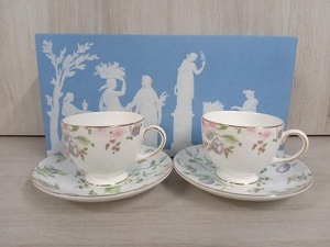 【美品】WEDGWOOD ウエッジウッド スウィートプラム ティーカップ＆ソーサー 2客セット 茶器 箱有り