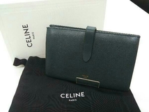 CELINE セリーヌ ラージストラップウォレット 財布 SLM4158 レザー グリーン_画像1