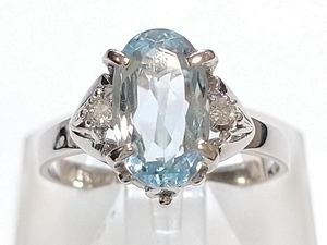 鑑別書付き Pt900 天然アクアマリン リング 指輪 プラチナ 1.31ct 4.2g #11.5 店舗受取可