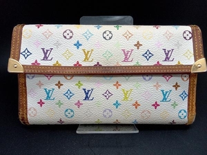 LOUIS VUITTON モノグラム・マルチカラー TH0055 ポルトトレゾールインターナショナル フラップ 二つ折り長財布 ホワイト