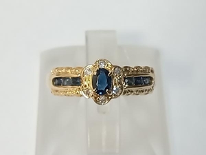 SALE！【天然ブルーサファイア】K18／ダイヤ0.03ct／11.5号／2.8g イエローゴールド 18金 リング