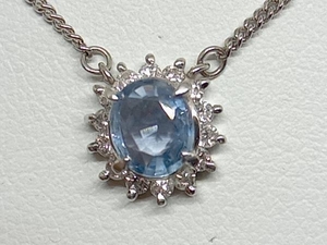 [Pt850] jewelry maki necklace 41cm blue sapphire 0.56ct precious metal lady's used 