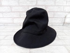 YOHJI YAMAMOTO POUR HOMME W/GABARDINE FEDORA HAT HX-H09-100 ヨウジヤマモト プールオム ブラック ハット 帽子 メンズ サイズ3