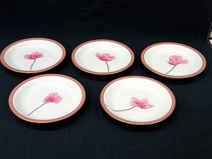 香蘭社 小皿 5枚セット 金縁 花 ピンク