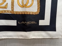 LANCEL スカーフ ホースビット柄 約88×88cm アイボリー×ゴールド×ブラック ランセル_画像2