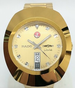 ラドー 648.0590.3 ダイヤスター 腕時計 メンズ 箱説付き ゴールド ゴールド文字盤 3針 デイデイト 自動巻き RADO