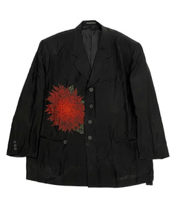 YOHJI YAMAMOTO POUR HOMME 22ss SILK SATIN BIG DAHLIA PRINT JACKET ダリア柄 ベルト付きジャケット HG-J30-822 サイズ3 ヨウジヤマモト